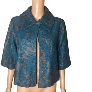 Cabi Lisboa Topper 168 Teal Silver Cape Jacket Womens XS
